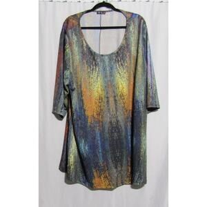 Lily By Firmiana Plus 4X/ Short Sleeve Top Shirt Tunic Floral Womens Stretch